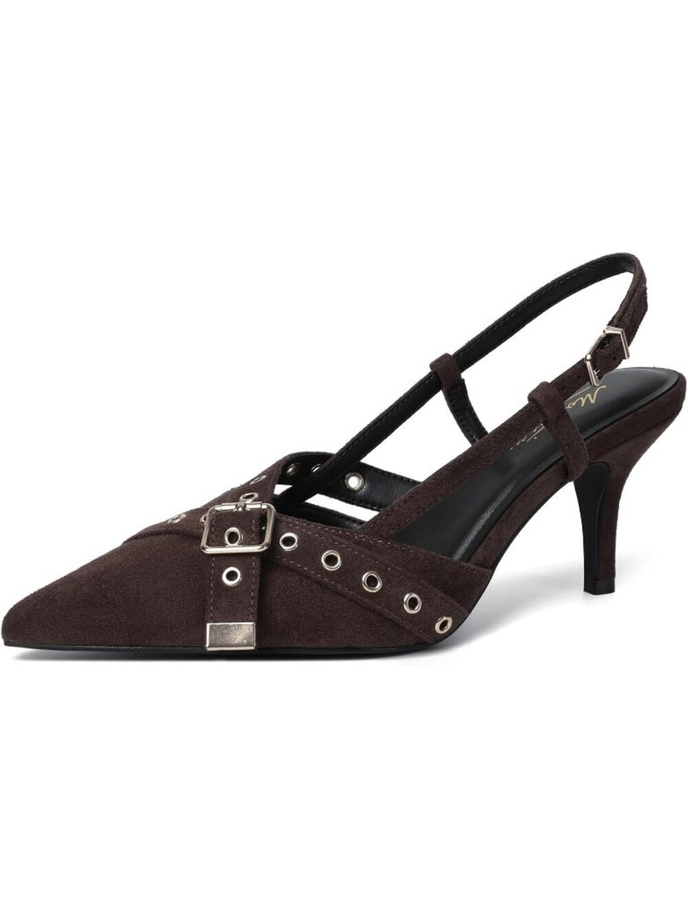Women's Pointed Closed Toe Heels Dark Brown Suede Slip On Stiletto Dressy Shoes